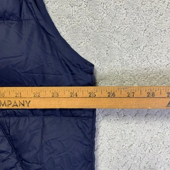 Vintage Lands End Puffer Vest Jacket Mens Large Navy Blue Goose Down Zip Up 90s - Picture 9 of 11